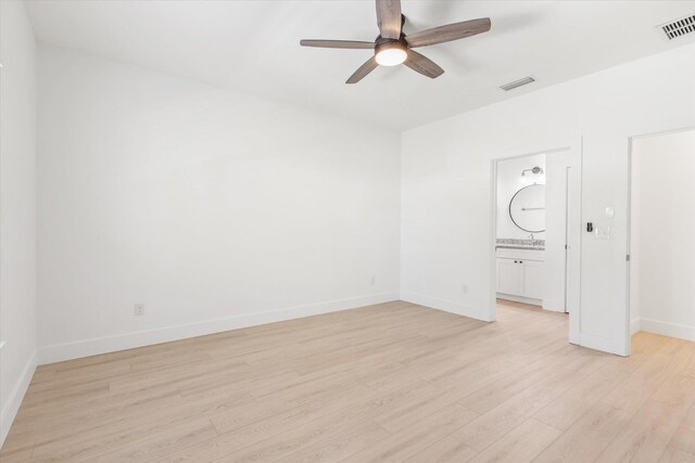 interior space featuring ceiling fan and light hardwood / wood-style floors