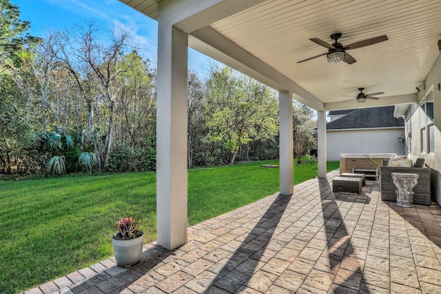 119 Duck Pond Dr, Saint Augustine, FL 32086 - view of patio featuring a ceiling fan and a hot tub