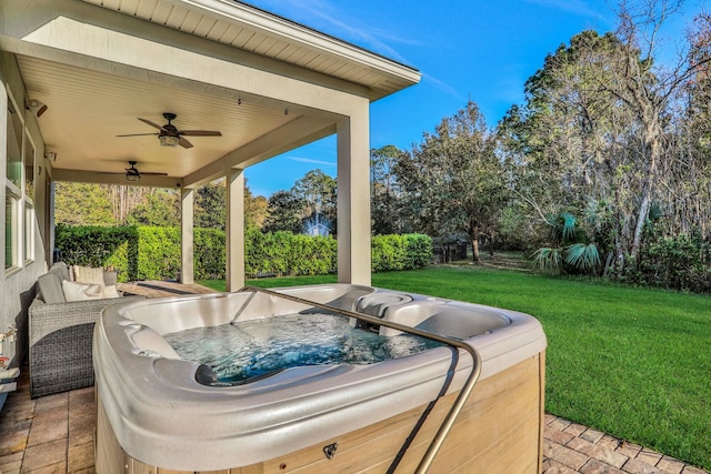 119 Duck Pond Dr, Saint Augustine, FL 32086 - view of patio / terrace featuring a hot tub and ceiling fan