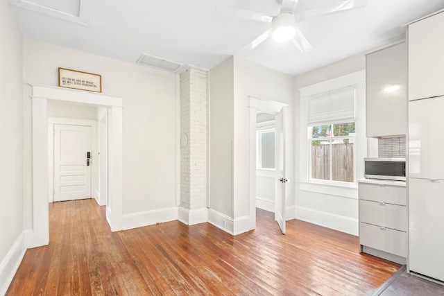 interior space featuring ceiling fan and light hardwood / wood-style floors