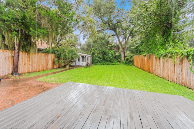 deck with a lawn