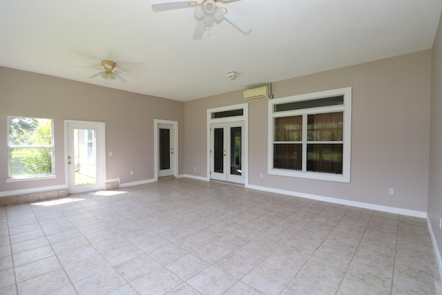 5850 Cypress Estates Dr, Elkton, FL 32033 - unfurnished sunroom with french doors and an AC wall unit