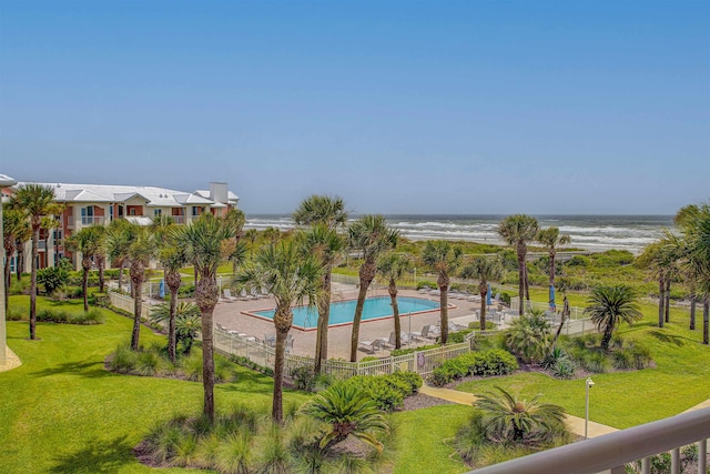 property view of water with a beach view