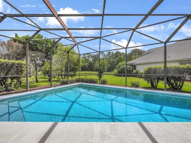 1201 Ellington Ct, Saint Augustine, FL 32084 - outdoor pool with a lanai, a lawn, and view of scattered trees