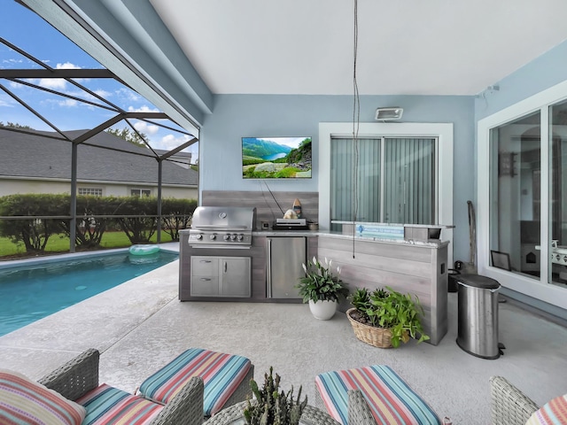 1201 Ellington Ct, Saint Augustine, FL 32084 - view of patio with area for grilling, a lanai, and an outdoor pool