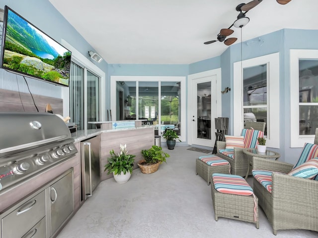 1201 Ellington Ct, Saint Augustine, FL 32084 - view of patio featuring area for grilling and a ceiling fan