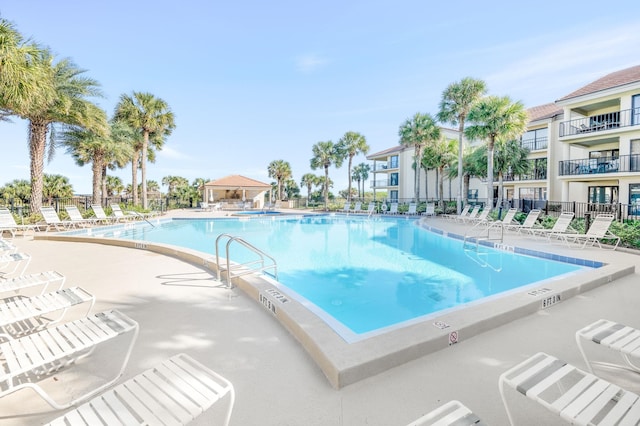 view of pool featuring a patio