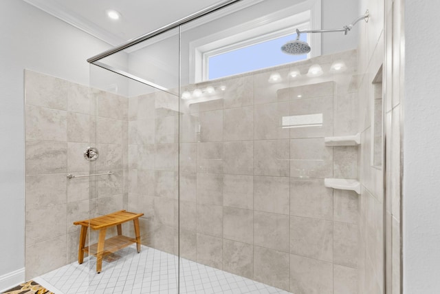 bathroom featuring tiled shower