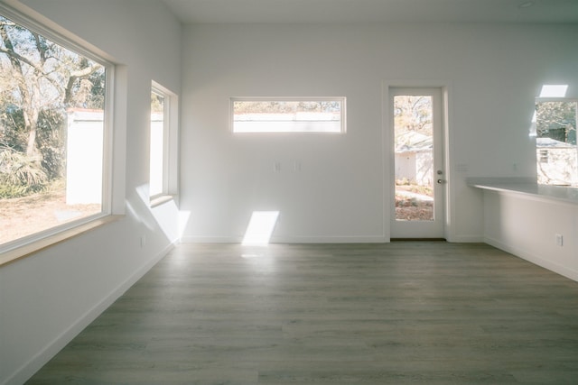 interior space with dark hardwood / wood-style flooring