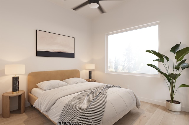 525 Helen St, Saint Augustine, FL 32084 - bedroom with baseboards, wood finished floors, and ceiling fan