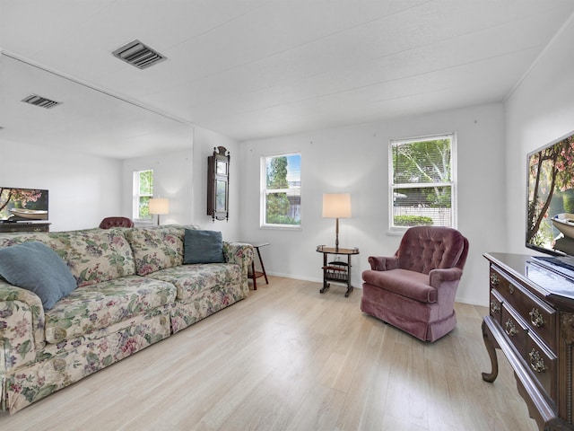 living room with light hardwood / wood-style floors