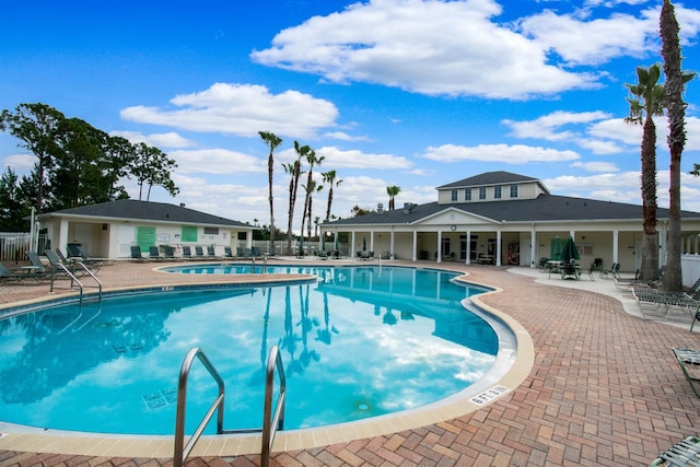 community pool with a patio