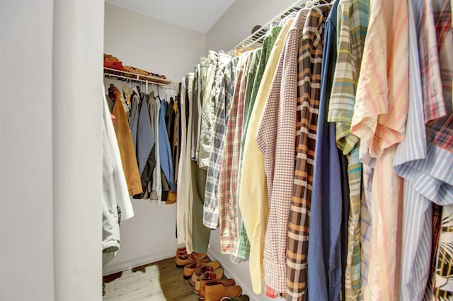 spacious closet with wood finished floors
