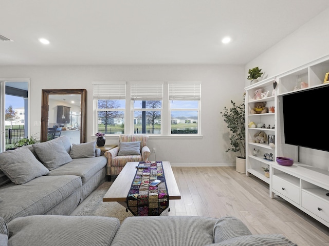 living room featuring light wood-type flooring