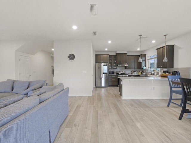 living room featuring light hardwood / wood-style flooring