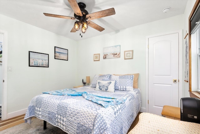 13 Douglas Ave, Saint Augustine, FL 32084 - bedroom with wood finished floors, baseboards, and a ceiling fan