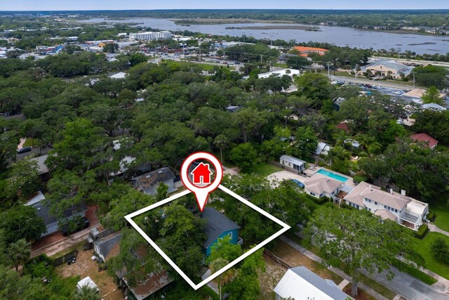 13 Douglas Ave, Saint Augustine, FL 32084 - aerial view of property's location with a large body of water and property parcel outlined