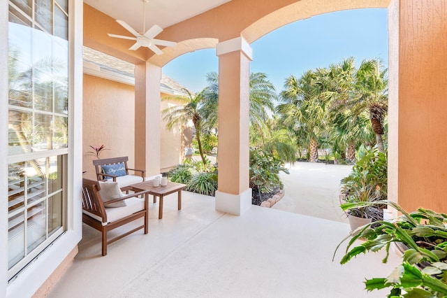 view of patio with a ceiling fan