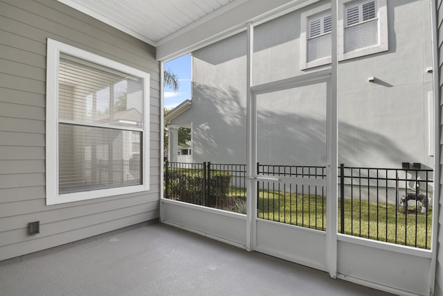 view of unfurnished sunroom