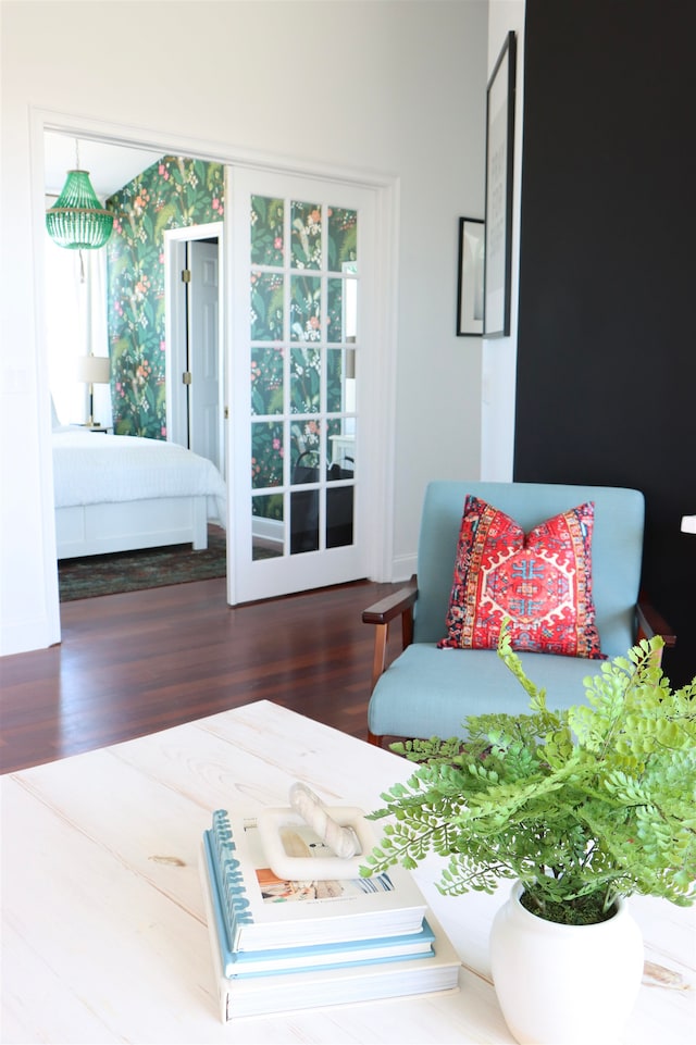 living area featuring wood finished floors