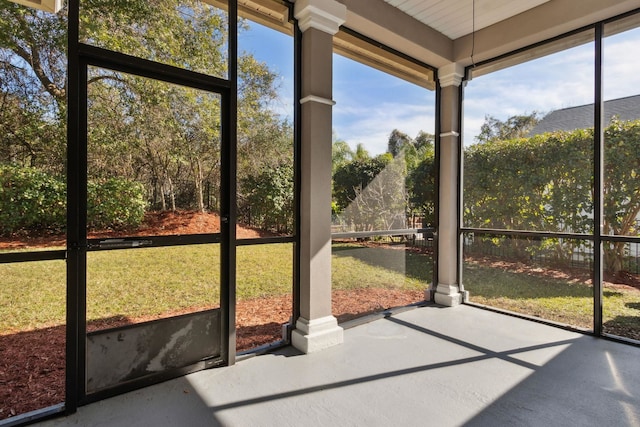 view of unfurnished sunroom