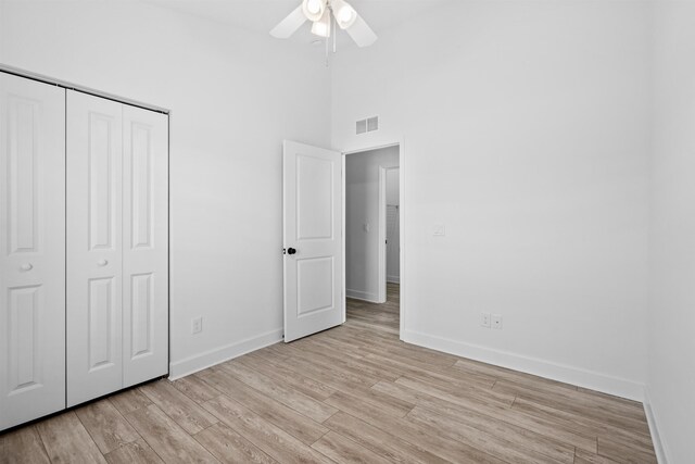 237 Jackson Blvd, Saint Augustine, FL 32095 - unfurnished bedroom featuring light wood-style flooring, a closet, baseboards, and visible vents
