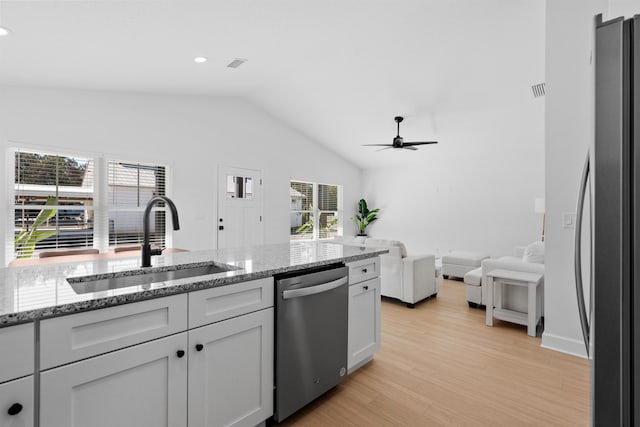 241 Jackson Blvd, Saint Augustine, FL 32095 - kitchen with a sink, a wealth of natural light, appliances with stainless steel finishes, and a ceiling fan