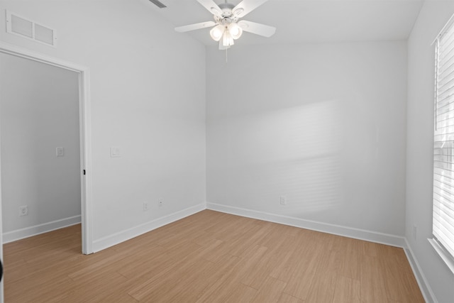 241 Jackson Blvd, Saint Augustine, FL 32095 - empty room featuring baseboards, visible vents, light wood-style floors, and a ceiling fan