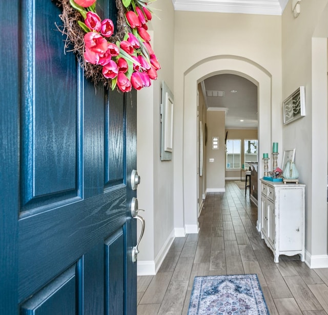 foyer with ornamental molding