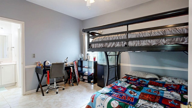 12232 Lashbrook Ct, Jacksonville, FL 32223 - tiled bedroom with baseboards and a ceiling fan
