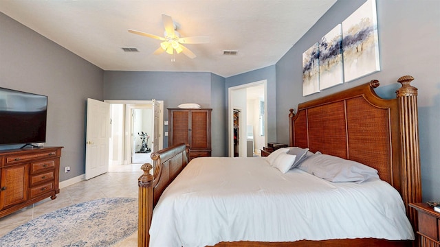12232 Lashbrook Ct, Jacksonville, FL 32223 - bedroom with light tile patterned floors, ceiling fan, and baseboards