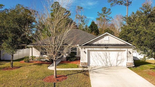 view of front of home with a garage and a front yard