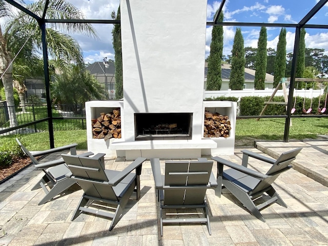 268 Sierras Loop, Saint Augustine, FL 32086 - view of patio with exterior fireplace and fence