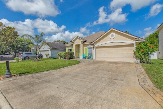 241 N Hidden Tree Dr, Saint Augustine, FL 32086 - single story home featuring stucco siding, concrete driveway, a garage, and a front yard