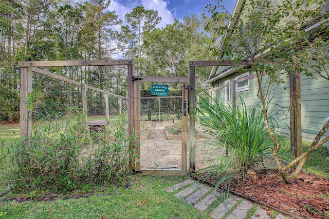 view of yard with a gate