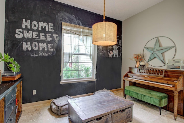 living area with baseboards