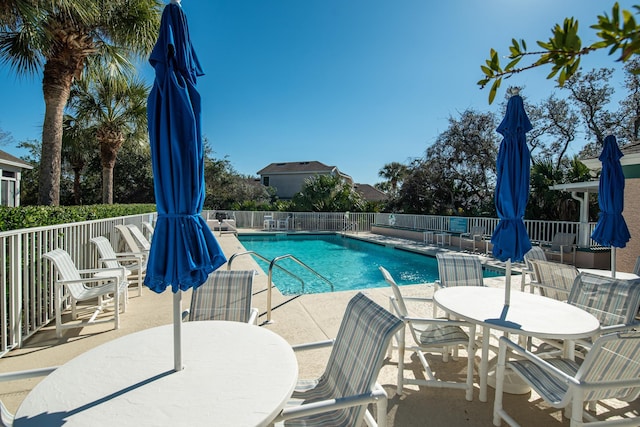 view of pool featuring a patio