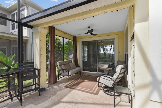 1125 S Marsh Wind Way, Ponte Vedra Beach, FL 32082 - view of patio with a sunroom and a ceiling fan
