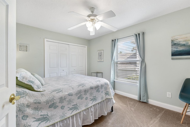 1125 S Marsh Wind Way, Ponte Vedra Beach, FL 32082 - bedroom with baseboards, ceiling fan, a closet, and carpet flooring