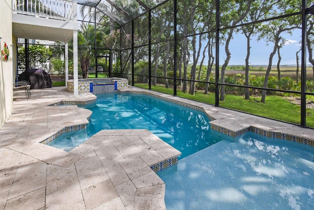 1125 S Marsh Wind Way, Ponte Vedra Beach, FL 32082 - view of swimming pool with a patio area, a lanai, and a pool with connected hot tub