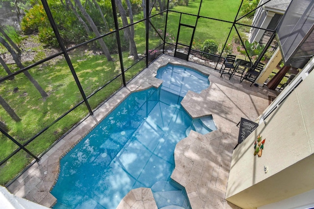 1125 S Marsh Wind Way, Ponte Vedra Beach, FL 32082 - outdoor pool featuring a lawn, a lanai, and a patio area