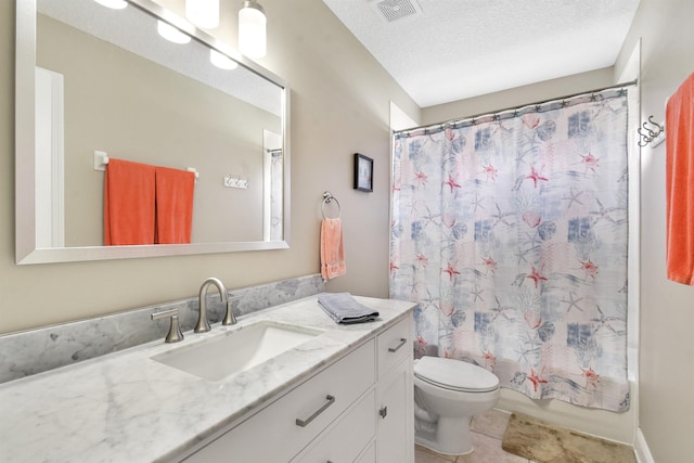 1125 S Marsh Wind Way, Ponte Vedra Beach, FL 32082 - bathroom featuring visible vents, tile patterned flooring, vanity, toilet, and shower / bathtub combination with curtain