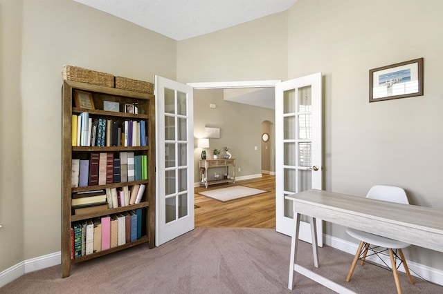 1125 S Marsh Wind Way, Ponte Vedra Beach, FL 32082 - office space with french doors, carpet, baseboards, and arched walkways