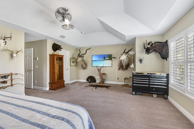 1125 S Marsh Wind Way, Ponte Vedra Beach, FL 32082 - bedroom featuring visible vents, a textured ceiling, carpet, and baseboards
