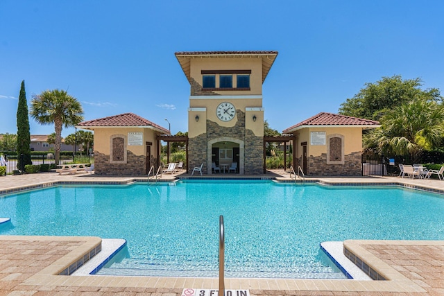 view of pool featuring a patio area