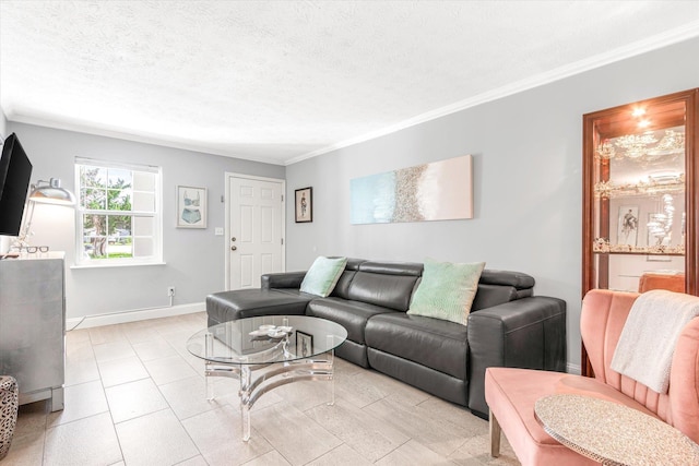 317 Flagler Blvd Unit 3A, Saint Augustine, FL 32080 - living area featuring crown molding and a textured ceiling