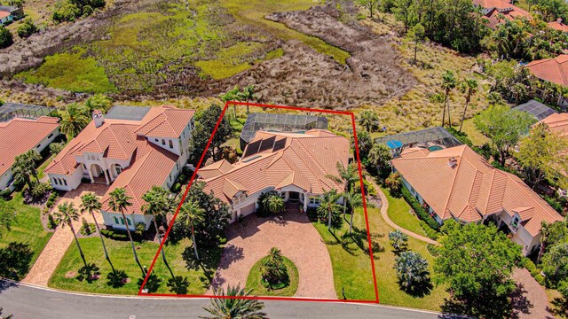 413 Fiddlers Point Dr, Saint Augustine, FL 32080 - aerial perspective of suburban area with property boundaries highlighted