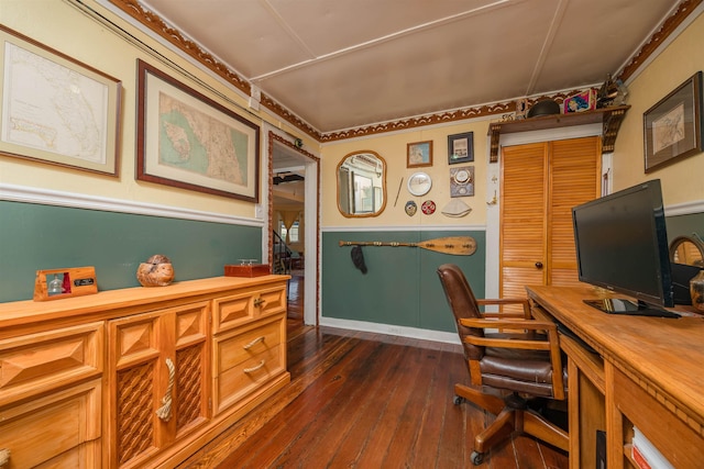 office area featuring dark hardwood / wood-style floors