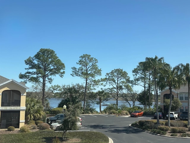 view of street featuring a water view