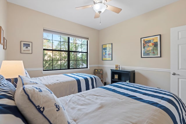 bedroom featuring ceiling fan